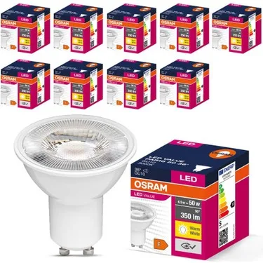 Osram 4.5W (50W Eşdeğeri) GU10 LED Ampul - Gün Işığı 10lu Paket