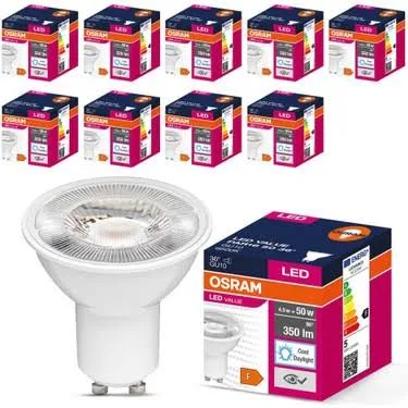 Osram 4.5W (50W Eşdeğeri) GU10 LED Ampul - Beyaz ışık 10lu Paket